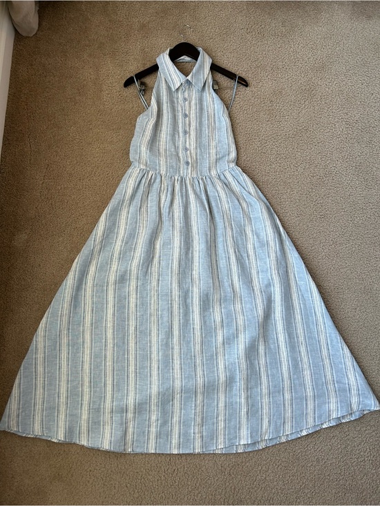Reformation Dresses & Skirts - Reformation Blue & White Striped Backless Halter Maxi Dress